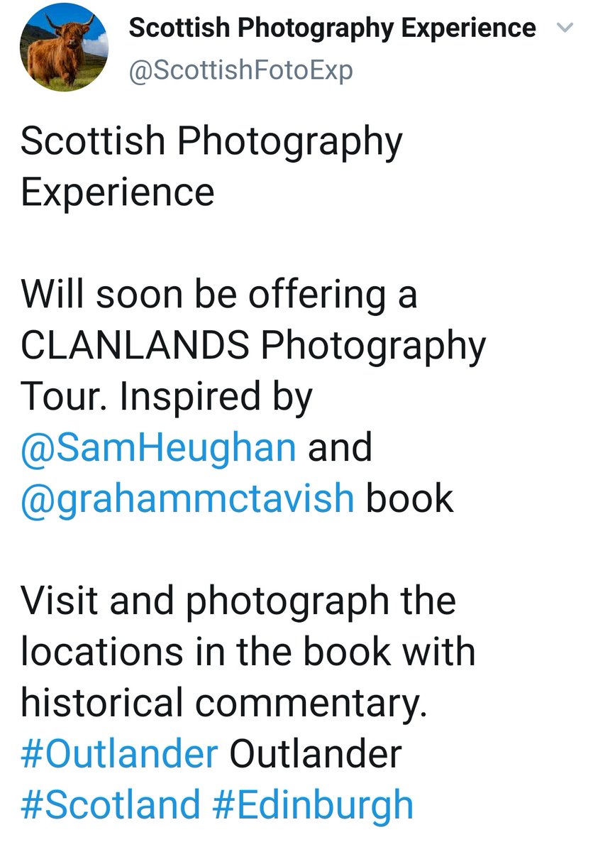 Busy Thursday as the  @ScottishFotoExp announced that they will be offering a  #ClanLandsBook Photography Tour!! Who's packing their bags when the travel ban is over? i am!!!! #SamHeughan #GrahamMcTavish
