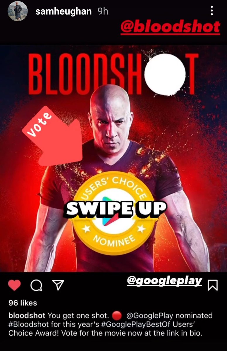 Manic Monday was living up to its name so two more Sam shoutours. First the Royal Conservatoire of Scotland proudly congratulated their graduate on the success of his  #clanlandsbook. Second,  @Bloodshot was nominated at  #googleplaybestof Users Choice Awards !  #SamHeughan