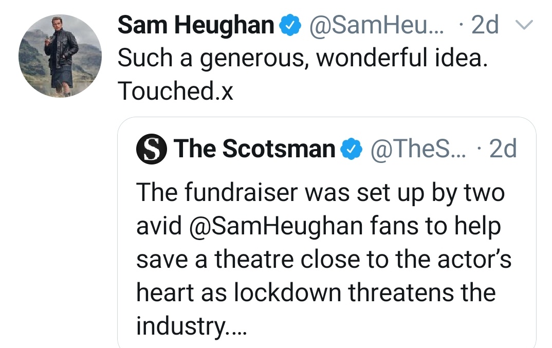 Wednesday has been  @SaveASeatForSamday! The fundraiser made a lot of media appearances like The Herald and The Scotsman with amazing articles! As  @MDrummond95 says..get your tickets, this is gonna be epic! Sam, touched by the wonderful idea, tweeted about it again. #SamHeughan