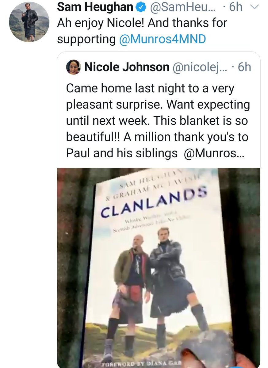 Saturday ...almost there! First, Scotsman food & drink posted an article where Sam mentions the release date in Europe for the  #SassenachWhisky  FINALLY! Second, the lovely  @nicolej1012 won the  #Munro4MND auction! Congrats!  Third,  @PrincessForXmas got another shoutout! 