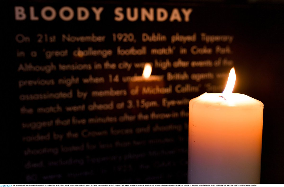 <a href="/KK_GAA/">Cill Chormaic Cill Achaidh CLG</a> joining the <a href="/officialgaa/">The GAA</a> community this evening in remembering the 14 people who went to a match and didn't come home 100 years ago today. #B100dySunday