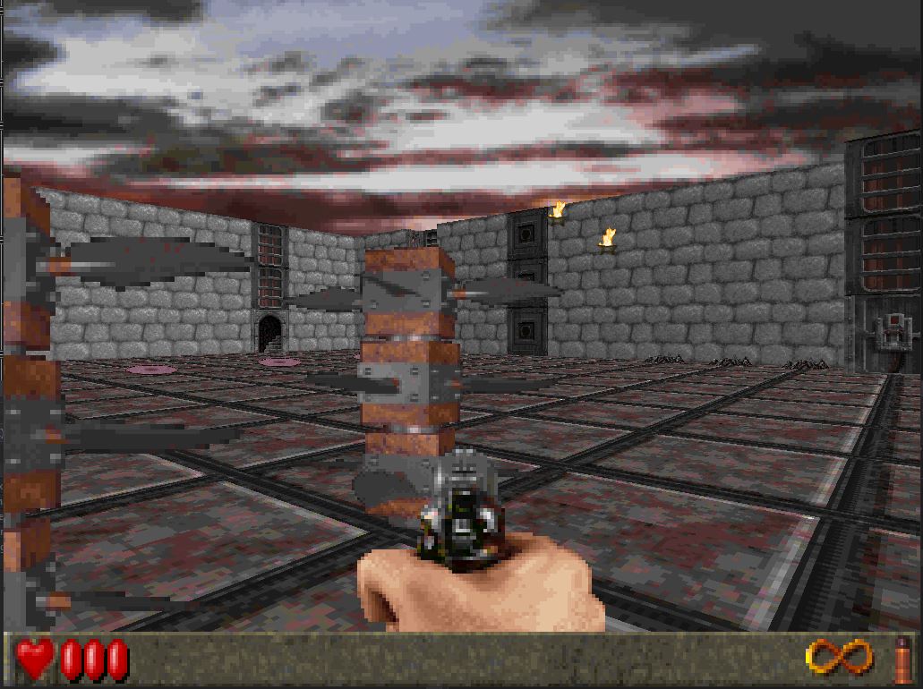 BertStevens83's tweet photo. Lots of small changes for this #screenshotsaturday, but game wise there's now destructible props and spinblades. Blades will deal damage when players or NPCs walk into them. And lastly, a functional HUD 🙂. #riseofthetriad #gamedev https://t.co/Q3bIhhSC5t