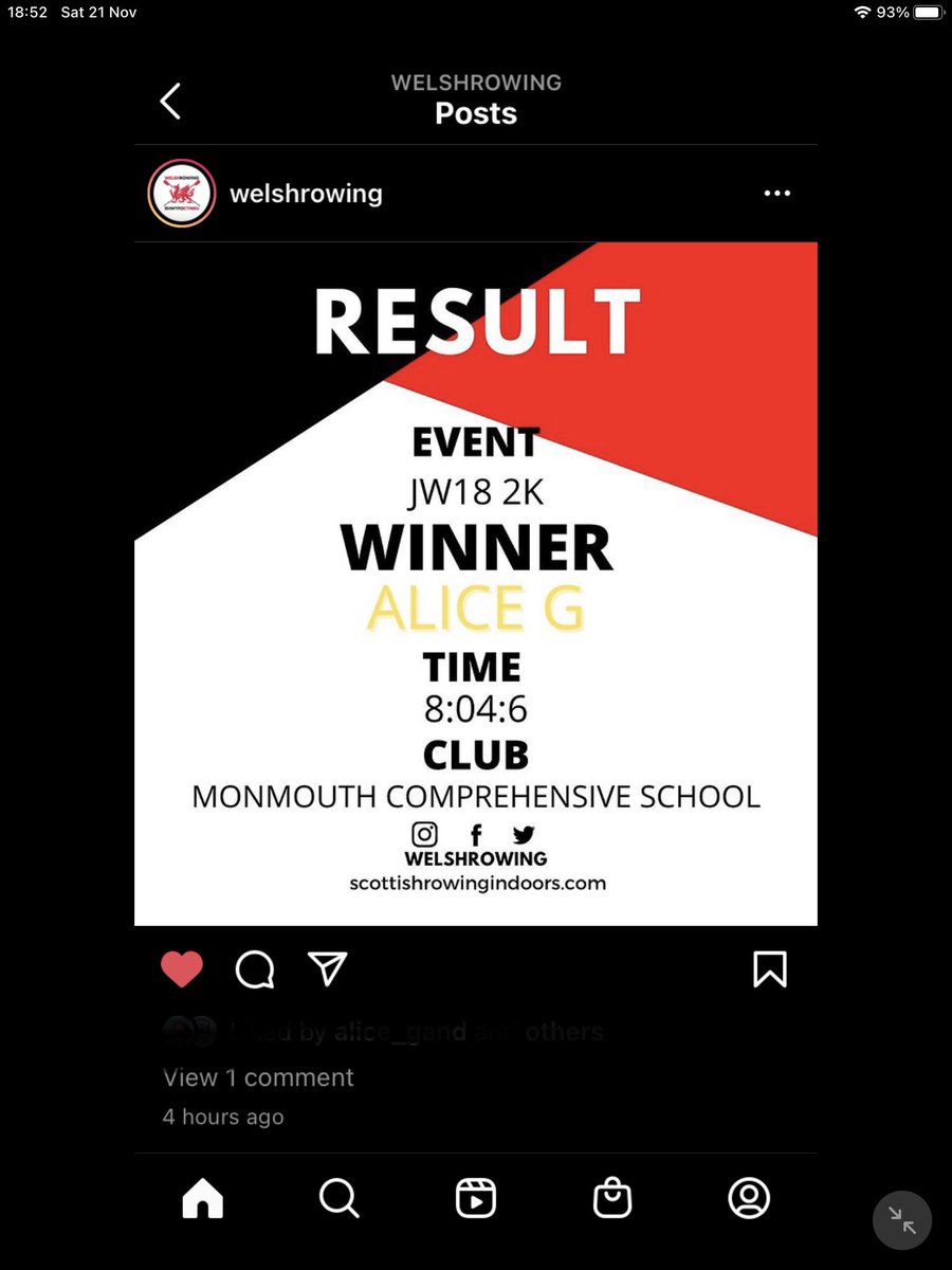 Well done Alice Gandy, gold medal at the Welsh rowing indoor championships for the second year in a row! Super proud of you! <a href="/LearnWithMCS/">Monmouth Comprehensive School</a> <a href="/MCSBC/">Monmouth Comp Sch BC</a> <a href="/WelshRowing/">Welsh Rowing</a>