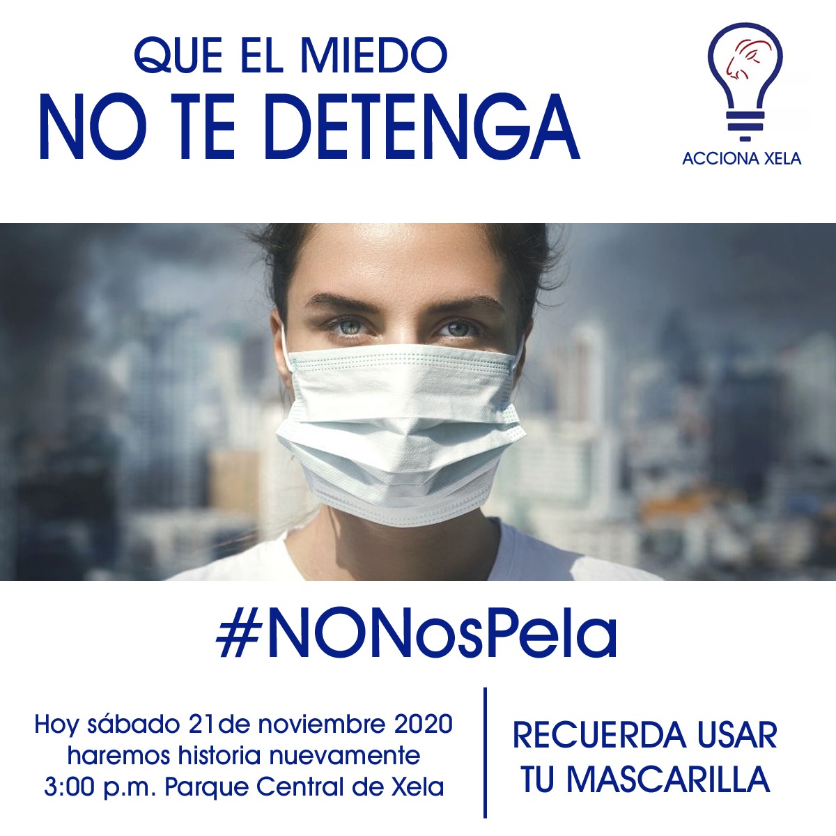 Quedan pocas horas para hacerles saber que no aceptaremos más corrupción. 
La cita es hoy sábado 21 de noviembre 2020. 3:00 p.m. Parque Central de Xela

Lleva tu mascarilla proteje tu salud y la de los demás.

#YaBasta #NoNosPela