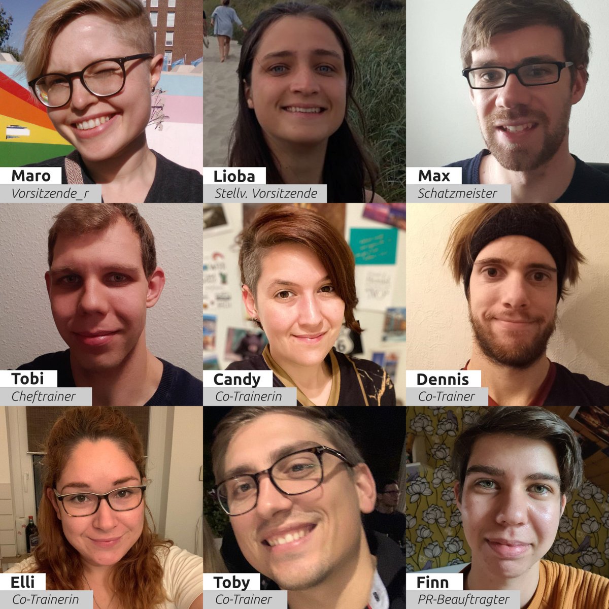 Letzten Samstag war unsere Mitgliederversammlung, und natürlich gab es dort einige (Neu-) Wahlen! Sagt hallo zu unserem neuen Vorstand und Organisator_innen!