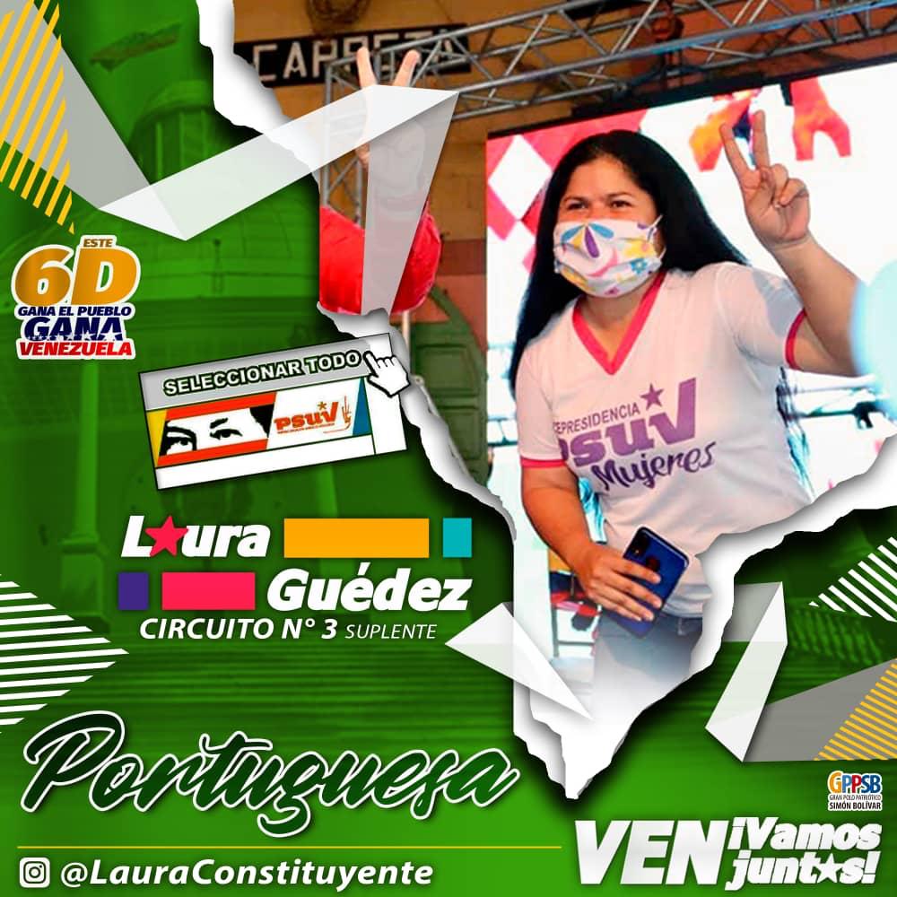 PartidoPSUV's tweet photo. CANDIDATOS DEL PSUV Y GPPSB A LA ASAMBLEA NACIONAL POR EL ESTADO #PORTUGUESA:

       🔴 Laura Guédez
       🔴 Circuito #3 

#VenVamosJuntos ⭐ https://t.co/28C32NsNRb