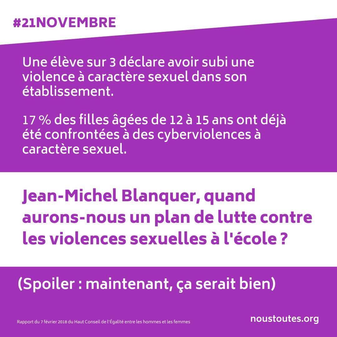 Maxime_Groff's tweet photo. @JMBlanquer à quand un plan contre les violences sexistes et sexuelles à l’école ? https://t.co/HI8FAuyHx8