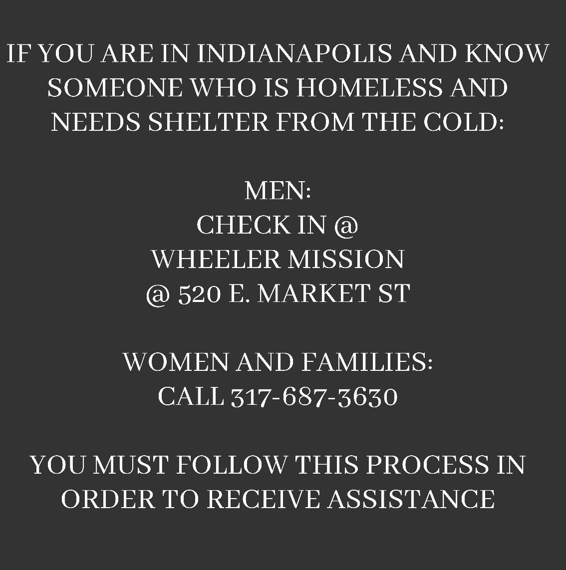 HomelessIndy's tweet image. Please share this life saving information. #indy #indianapolis #indystar @FOX59 @WTHRcom #homeless #homelessness #covid #COVID19 #WinterIsComing #fox59 #wthr @WISH_TV #feedthehungry