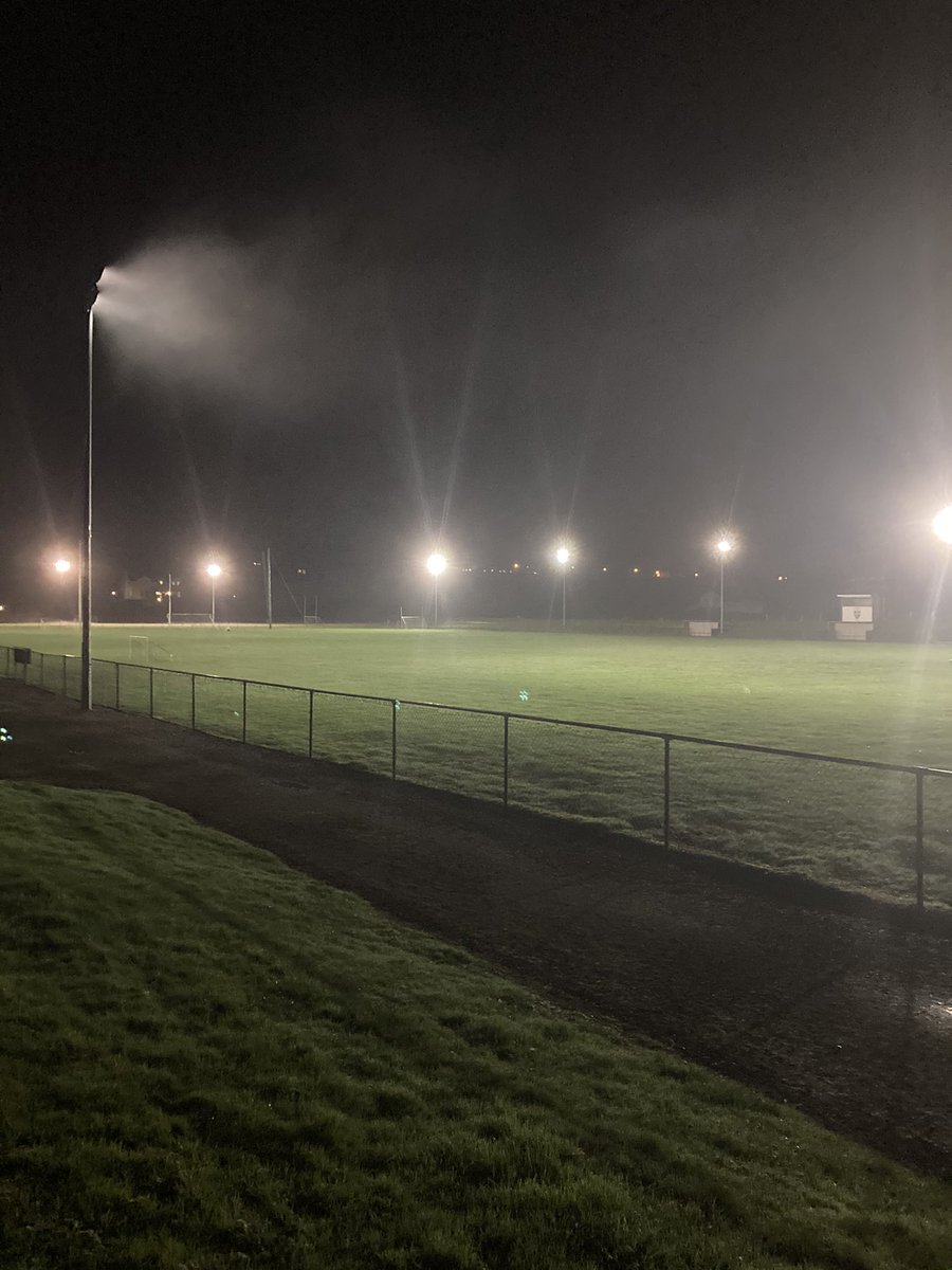 JP O’Sullivan Park looking resplendent in the fog as we light up between 19:20 and 20:20 to mark #B100dySunday. Cuimhnímis Orthu Uilig