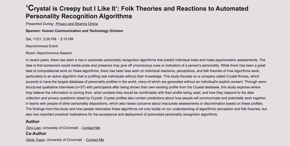 I have my first paper as a co-author presented at NCA today!! I am so excited to be participating in this conference as an undergrad + look forward to more to come in the future. Huge s/o to UC + their professors like Dr. Liao who serve as incredible mentors + role models.