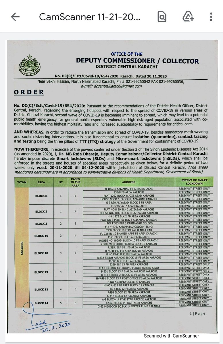 imran_sidra's tweet photo. #Covid19 #SmartLockdown and #MicroSmart Lockdown imposed for 2 weeks in District Central Karachi !
Karachi Waloon.... #WearMasks follow SOPs and Stay Safe.
More than 110 active cases in District central. https://t.co/RUvzKxfReB