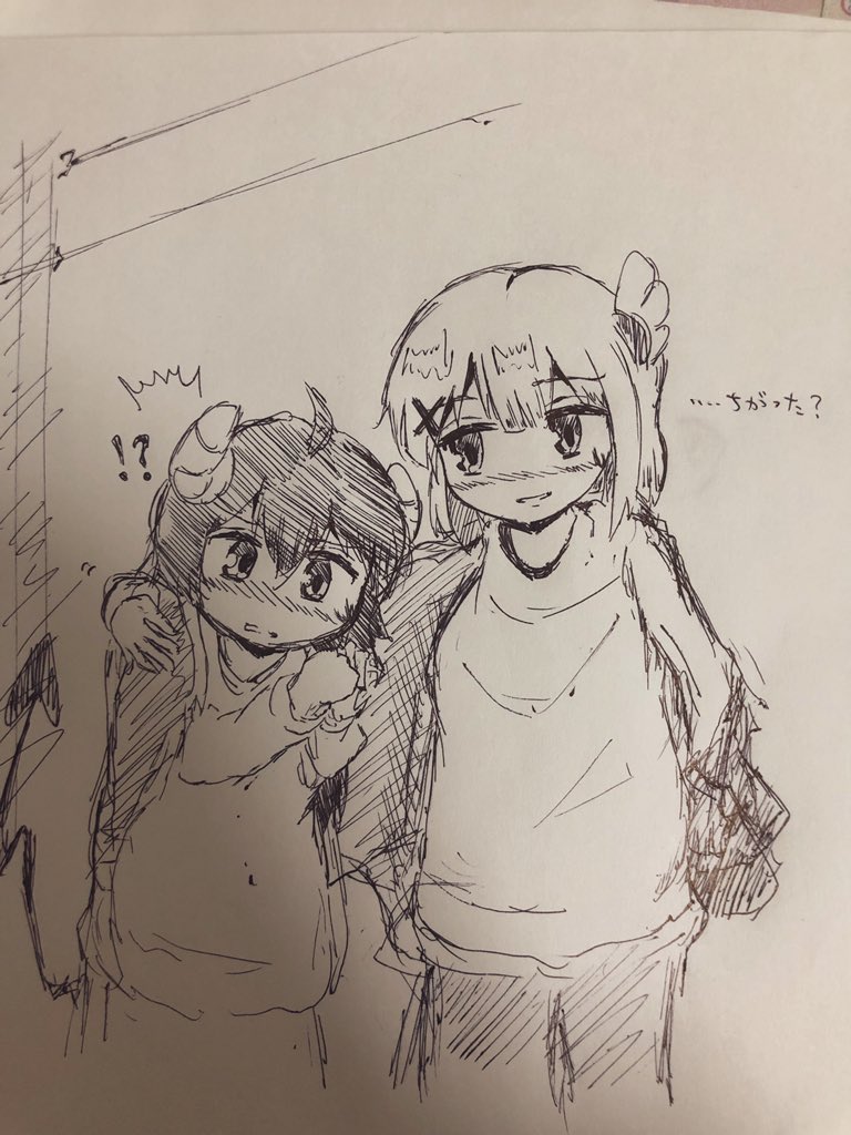 シャミ子が寒いですね〜って言うから桃なりに乙女心を解せむとして着ていたジャンパーをかけてあげるなど大胆な行動に出てしまったらくがき 