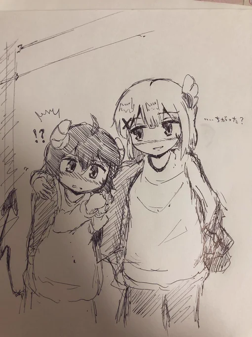 シャミ子が寒いですね〜って言うから桃なりに乙女心を解せむとして着ていたジャンパーをかけてあげるなど大胆な行動に出てしまったらくがき 