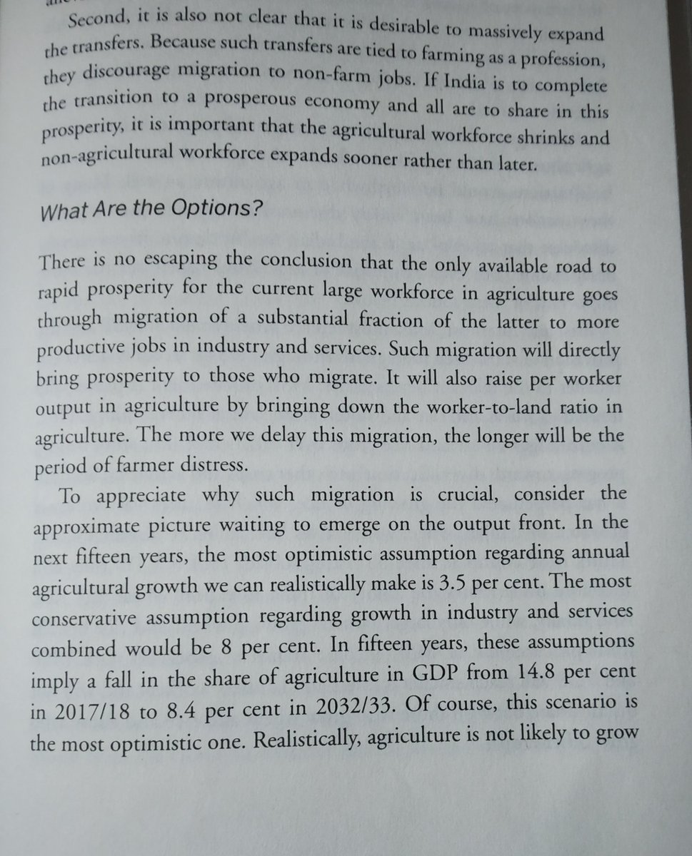 After reading Chapter on Underemployment in Agriculture by Arvind Pangariya, I feel that recent Agricultural reforms by Modi govt are just peanuts. He has suggested a package of comprehensive reforms.(1/9)