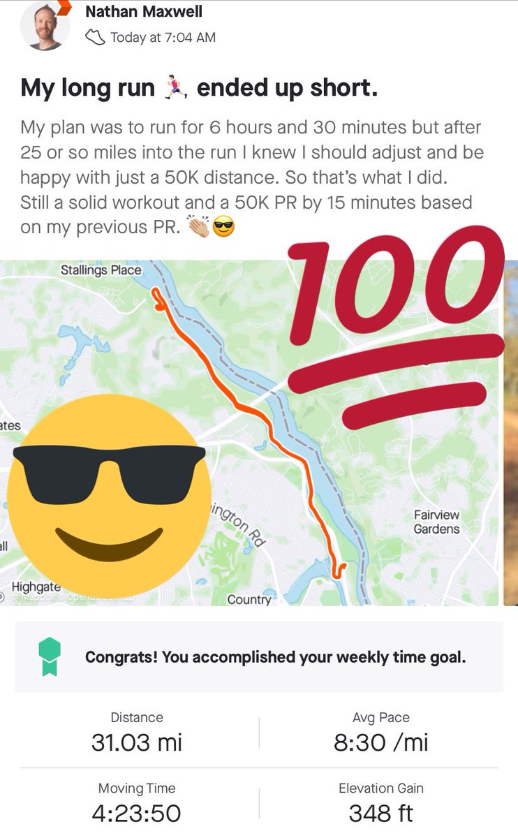 socialshark's tweet photo. So, I cut it short today but still proud of my 50K PR. Sometimes you need to know when to adjust your training and be smart. πππ»ββοΈ #MakingProgress #RestRecover #TryAgain #UltraTraining ππΌ https://t.co/M9lhuBgFkQ