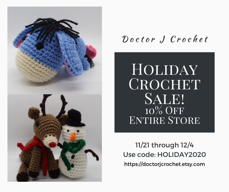 DoctorJCrochet's tweet photo. Our Black Friday Cyber Monday Week of Insane Consumerism sale starts now! Check out our adorable creations and shop small this year!
https://t.co/KfSNtZZF9G
#shopsmall #shoplocal #etsysale #etsy #estyshop #estfinds #crochet #amigurumi #smallbusiness #handmade #MakeItMeaningful https://t.co/b1a2EG1F0Y