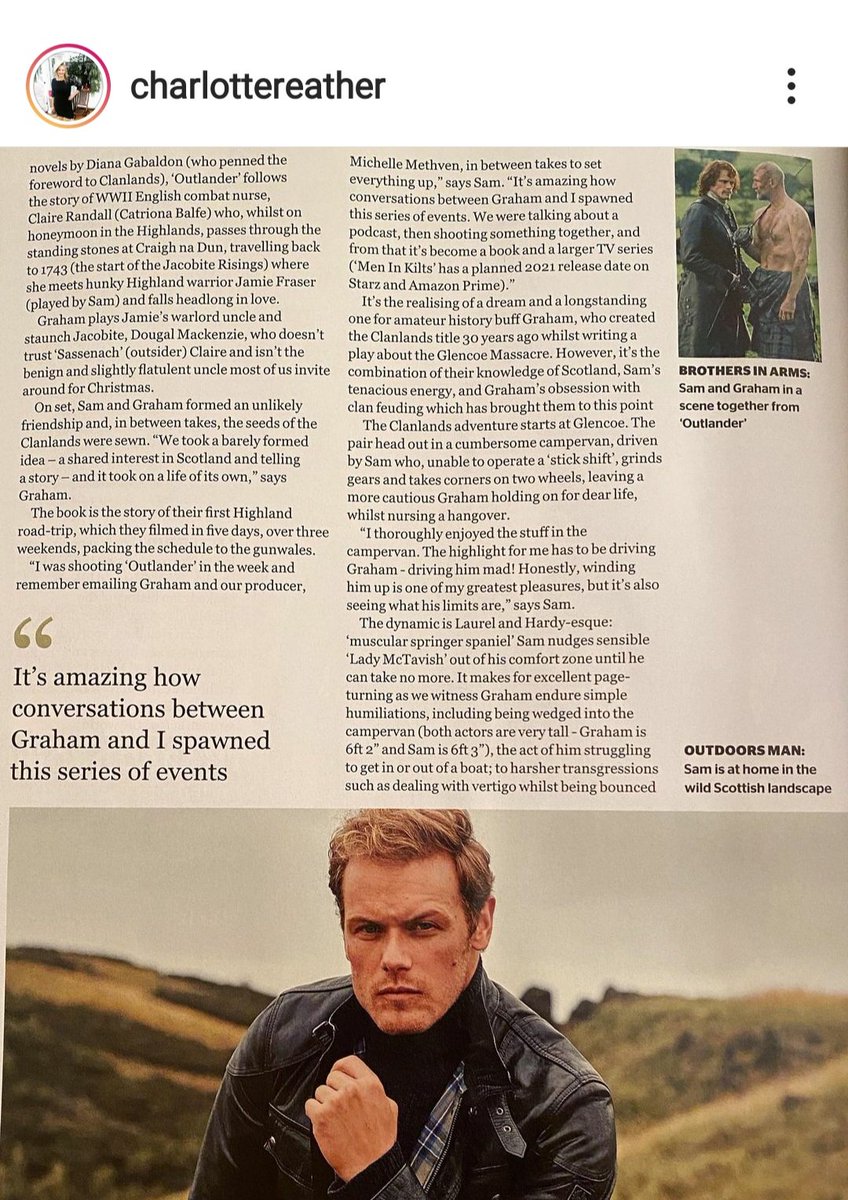 And the rest of the interview, for those interested! #SamHeughan  #GrahamMcTavish #clanlandsbook  Charlotte Reather IG