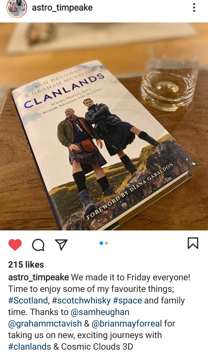 Plus... Tim Peake is also a fan of  #ClanlandsBook  #SamHeughan