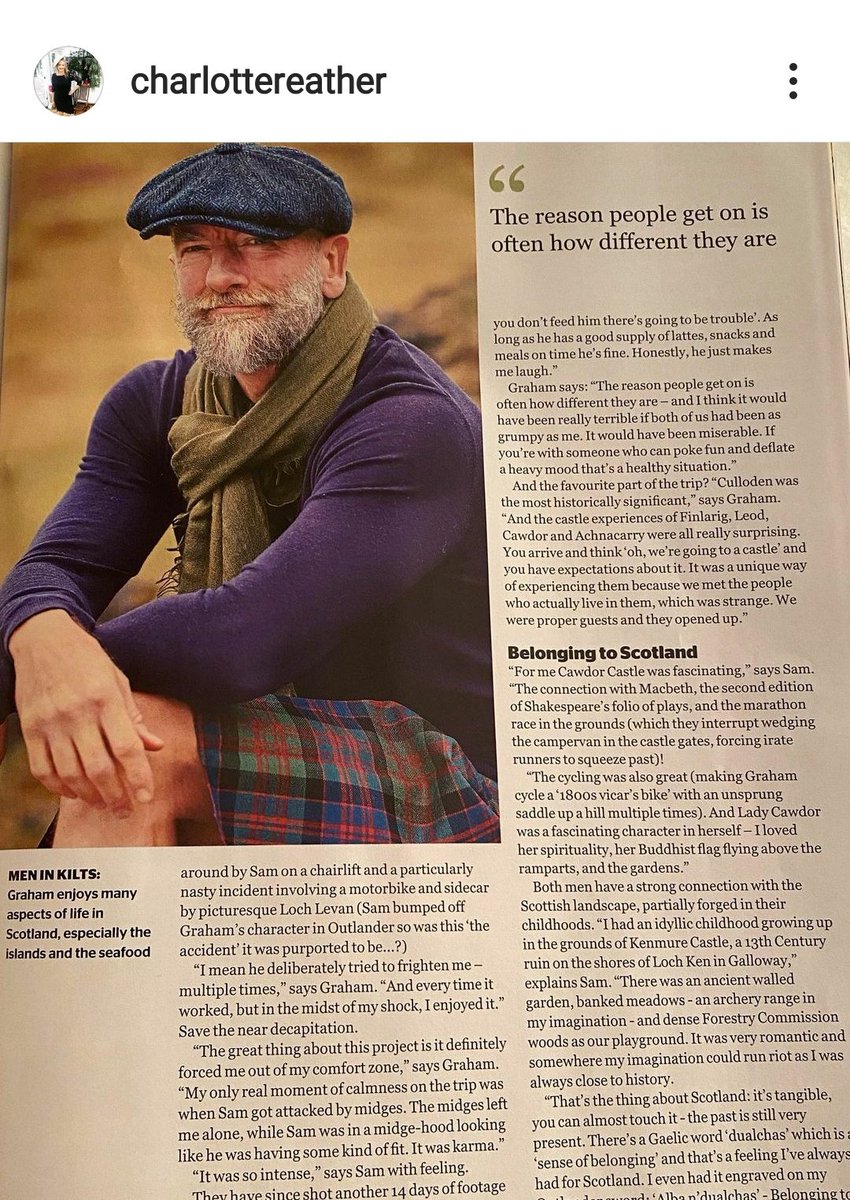 And the rest of the interview, for those interested! #SamHeughan  #GrahamMcTavish #clanlandsbook  Charlotte Reather IG