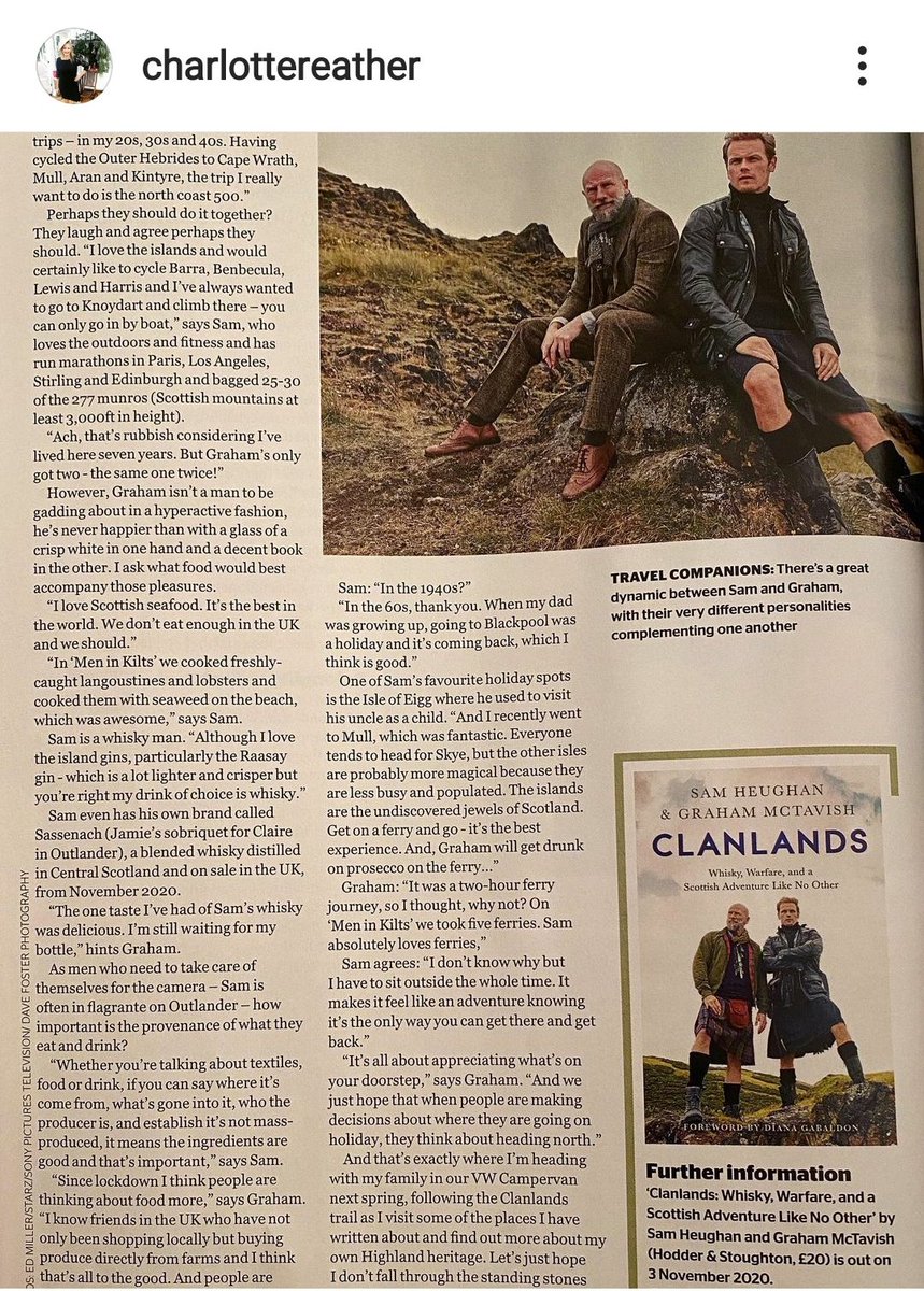 And the rest of the interview, for those interested! #SamHeughan  #GrahamMcTavish #clanlandsbook  Charlotte Reather IG