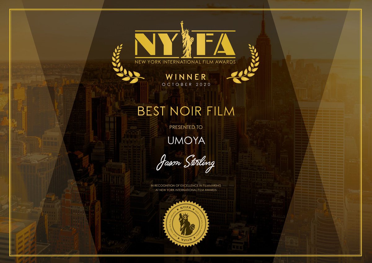 JSFilms3's tweet image. UMOYA WINS 3 AWARDS!

UMOYA, and JS FILMS, and TEAM STERLING continues their climb with 3 wins at the NEW YORK INTERNATIONAL FILM AWARDS. The Awards are....

BEST FILM NOIR: Umoya

BEST STUNT PERFORMER: Jason Sterling

BEST FIGHT CHOREOGRAPHY: Jason Sterling