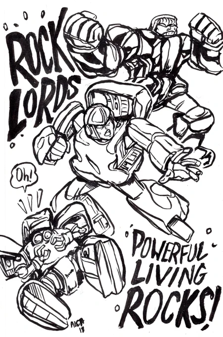 Another older drawing, finally scanned in. I'm happy I found this old sketchbook. ? #rocklords #gobots

#gogoandyart 