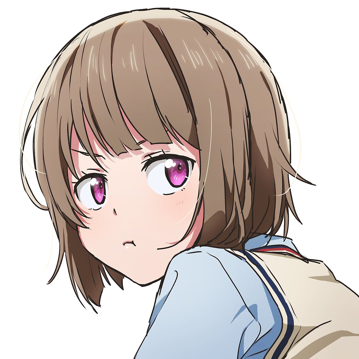 nakasu kasumi 1girl solo short hair pout white background brown hair simple background  illustration images