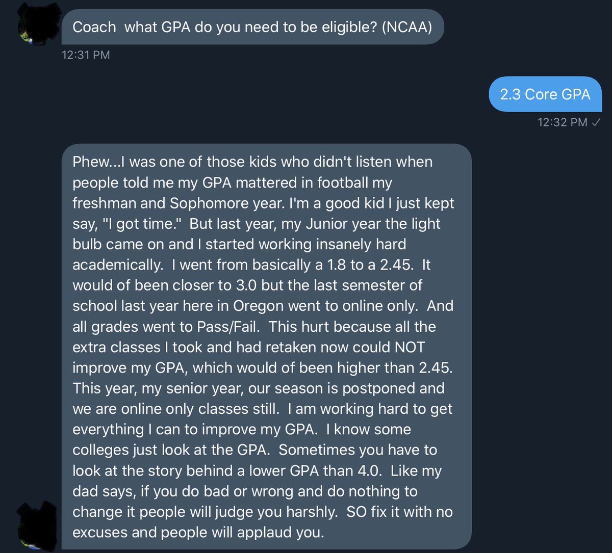 RECRUITs: Let this testimony be a great reminder that YOUR “GRADES” matter and never count yourself out. I appreciate the bravery this recruit took to step up, speak out, and share his story with you all.

#Recruiting101