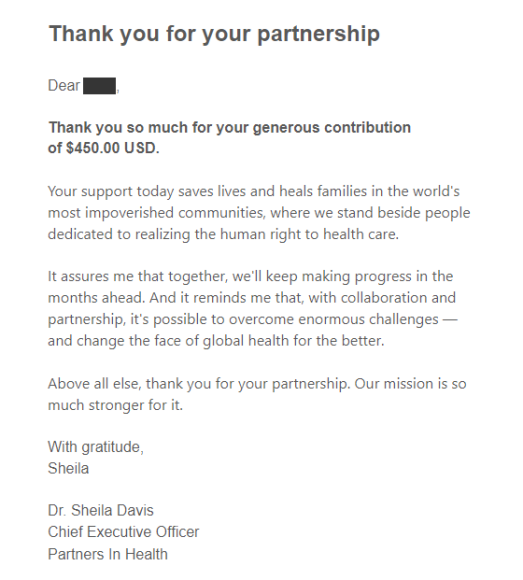 Thank you to those who purchased a copy of NÉXUS! We were able to donate $450 to Partners in Health! Thank you for supporting NÉXUS and Partners in Health!