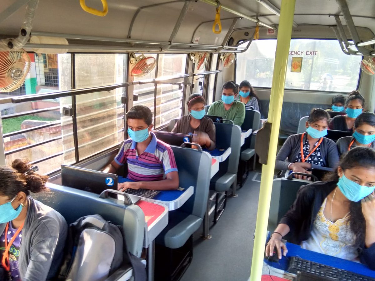 Ekal on Wheels, a #computer training van moves from village to village to spread #digital #literacy. Because of #COVID it's operation was suspended in #Karnataka, and has now restarted. #DigitalIndia <a href="/_DigitalIndia/">Digital India</a> <a href="/CMofKarnataka/">CM of Karnataka</a>