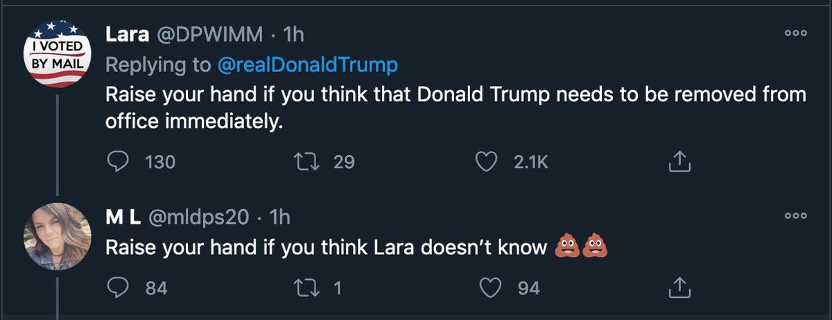 OfMuchness's tweet photo. @mldps20 @DPWIMM @realDonaldTrump I think the hands have spoken, dear. Just like with Trump, people don't like what you're saying. https://t.co/nGqWm6gvH5