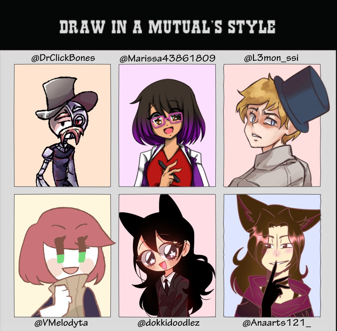 OOOOOOH FUUUUCK I'm finally done!????
thank you all for giving me your styles and time, y'all are so talented!??
@OLovaima @spiceyacorn @puppyrelp_ @sakaruchibi12 @JW_Cartoonist @Unico_meow @DrClickBones @Marissa43861809 @L3mon_ssi @VMelodyta @dokkidoodlez @AnaArts121_