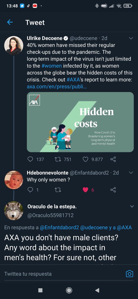 Oraculo55981712's tweet photo. @BeltrandoP_AXA Hablemos de la misandria de AXA, la pandemia a afectado más al varón pero la víctima resultó de nuevo ser la mujer... Con eso de prohibir la prueba de paternidad en Francia, como el aborto hasta los 9 meses ya son parte de un estado Misandrico y ya ha permeado a las empresas 🇫🇷 https://t.co/jRB13hvO5b