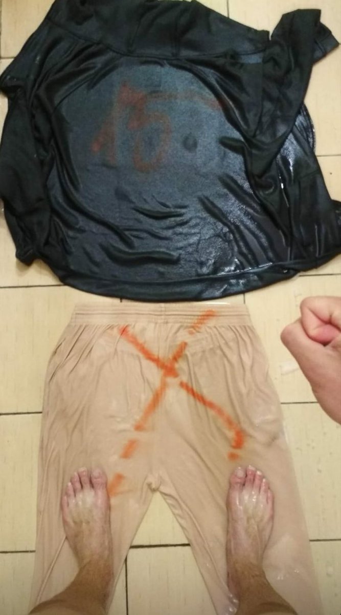 NowBelarus's tweet photo. [THEAD] Regime police is marking detainees’ clothes with spray. This determines the level of severity of torture and ill-treatment that person will be subjected to once they arrive in prison. There are 5 colors (each represents a different reason for arrest) https://t.co/Hw54hmOEfI