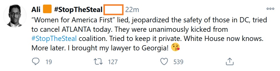 Ali Alexander tweet