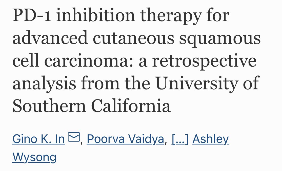 Our #SCC research team identified patients treated with #PD1 #immunotherapy had an ORR of 42.3%. Interestingly, tumor mutational burden (TMB) was higher among responders vs non-responders (60 vs 9 Mut/Mb). #squamouscellcarcinoma #skincancer #dermtwitter #oncology @Gino_K_In_USC