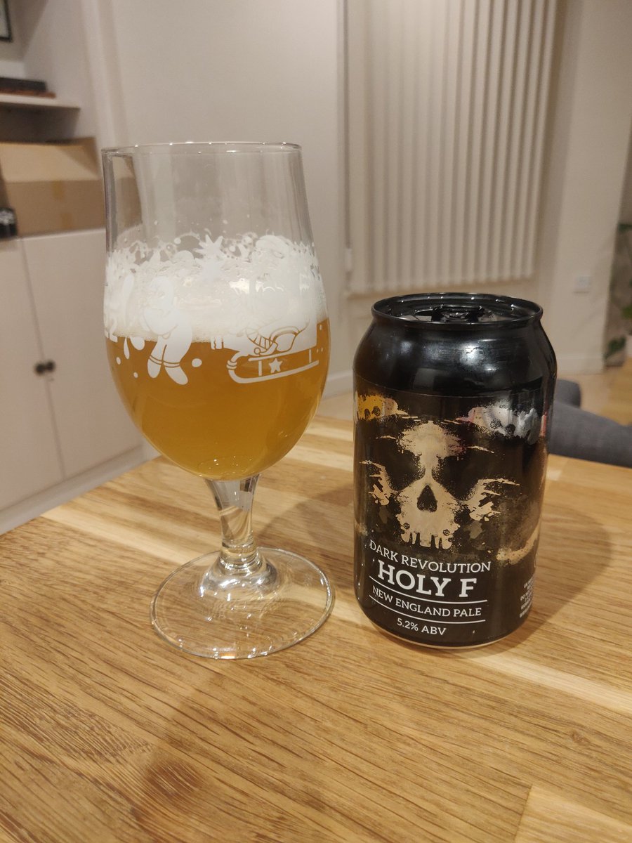 Got my @Beer52HQ Advent Calendar, and it's exciting enough that I'm a) definitely not planning to wait till December to get into it and b) gonna try to quick-draw a character inspired by each beer (name &amp; branding more than flavour). Here's #1 - @darkrevbeer's Holy F. #Decembeer 