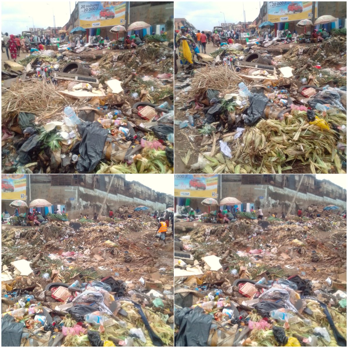HaouaAdamou2's tweet photo. Voici ce que nous pouvons observer ce samedi 21 novembre au marché mokolo plus précisément à l'entrée du secteur des  légumes. Les ordures ont envahi l'entrée. @Baba_WAME https://t.co/FTj1wApXUw