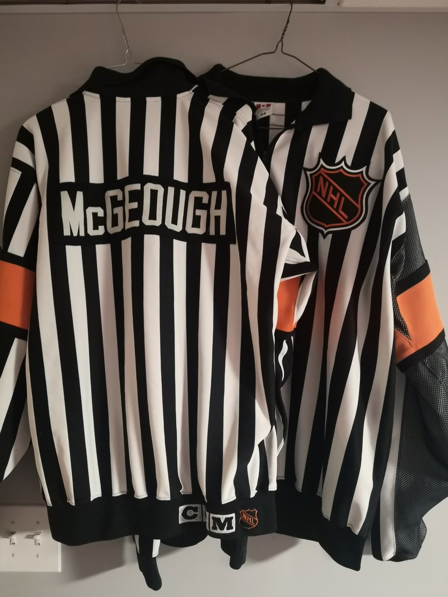 lukemcgeough's tweet photo. It's been almost two years since we said bye to dad. Each season I wear one of my dad's jerseys to referee. Tonight, I'll be remembering Mick in the @weyburnredwings at the @estevanbruins game, which is always special because Mick cut his teeth in the @theSJHL and senior ranks. https://t.co/YOWsDak1qs