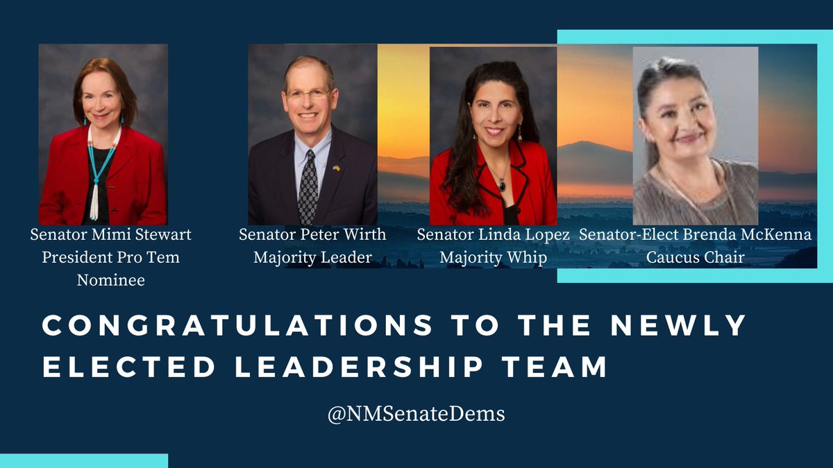 NMSenateDems's tweet photo. Congratulations to the newly elected Senate Leadership team.
#nmleg #nmpol https://t.co/7T3zqZjJ40