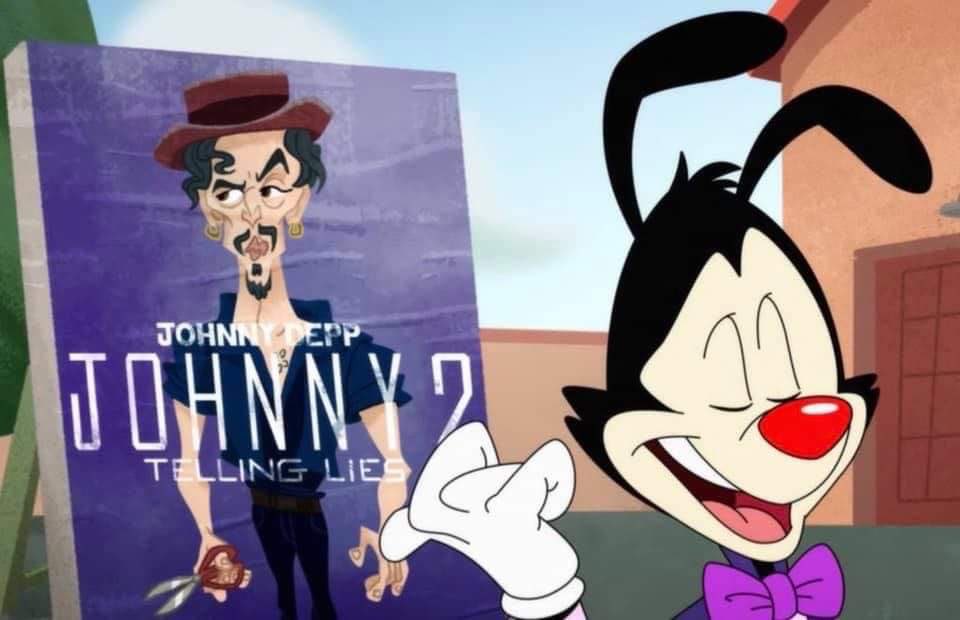 deppgif's tweet photo. I am completely shocked by the way @WBHomeEnt mocked Johnny Depp and his abuse story in their new Animaniacs show. This absolutely disgusting. WHERE’s YOUR HUMANITY?? #JusticeForJohnnyDepp https://t.co/G2z6dsZVWs