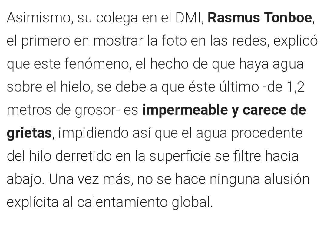 ⛔ BULO de <a href="/sanchezcastejon/">Pedro Sánchez</a>, <a href="/PabloIglesias/">Pablo Iglesias 🔻{R}</a>, <a href="/publico_es/">Público</a>,...
"(...) Por culpa del cambio climático." 

❌ FALSO: <a href="/SteffenMalskaer/">Steffen M. Olsen</a> no alerta sobre que el origen se deba al calentamiento global. Solo advierte sobre la necesidad de mejorar "la capacidad predictiva en el Ártico".