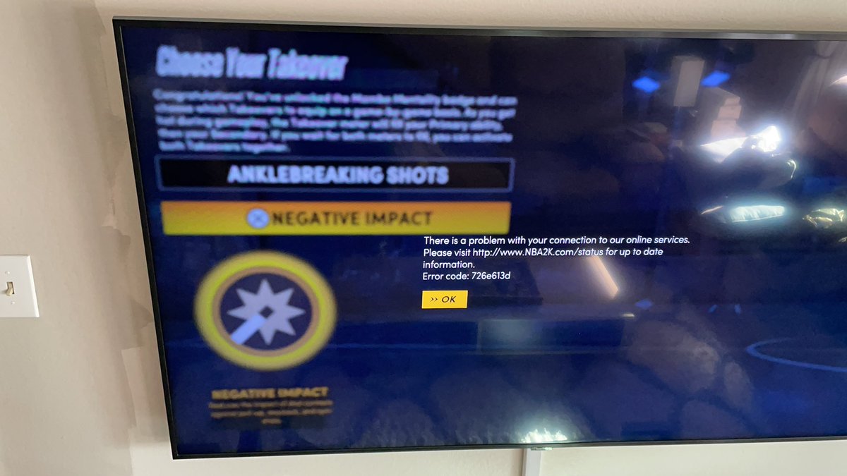 DapperDom's tweet photo. @2KSupport @Beluba @Ronnie2K Can you guys please fix this? Got the mamba mentality badge for unlocking all my badges, and when I attempt to change my takeover, I get error’d out every time. I can’t change my takeover. https://t.co/CBHM7Pd6ZF