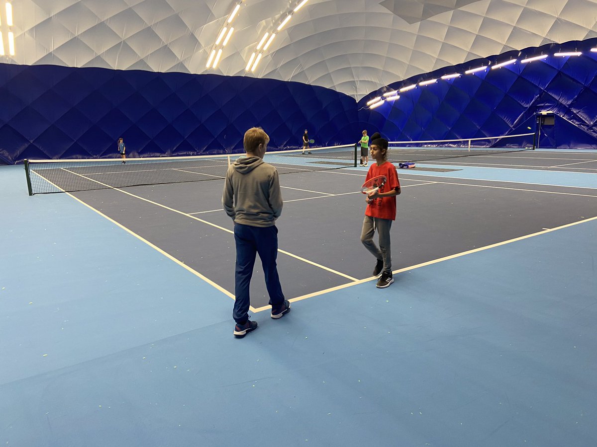 MerchiTennisA's tweet photo. There’s something cool about the setting for our Saturday tournaments in our dome, amazing to have this on site 🙏 Thank you to Sam P for helping and giving advice to our players in our development academy + there was pizza 😁🍕🥳👍🥇#ukNo1 #solidcastle https://t.co/e50XYpdPY4