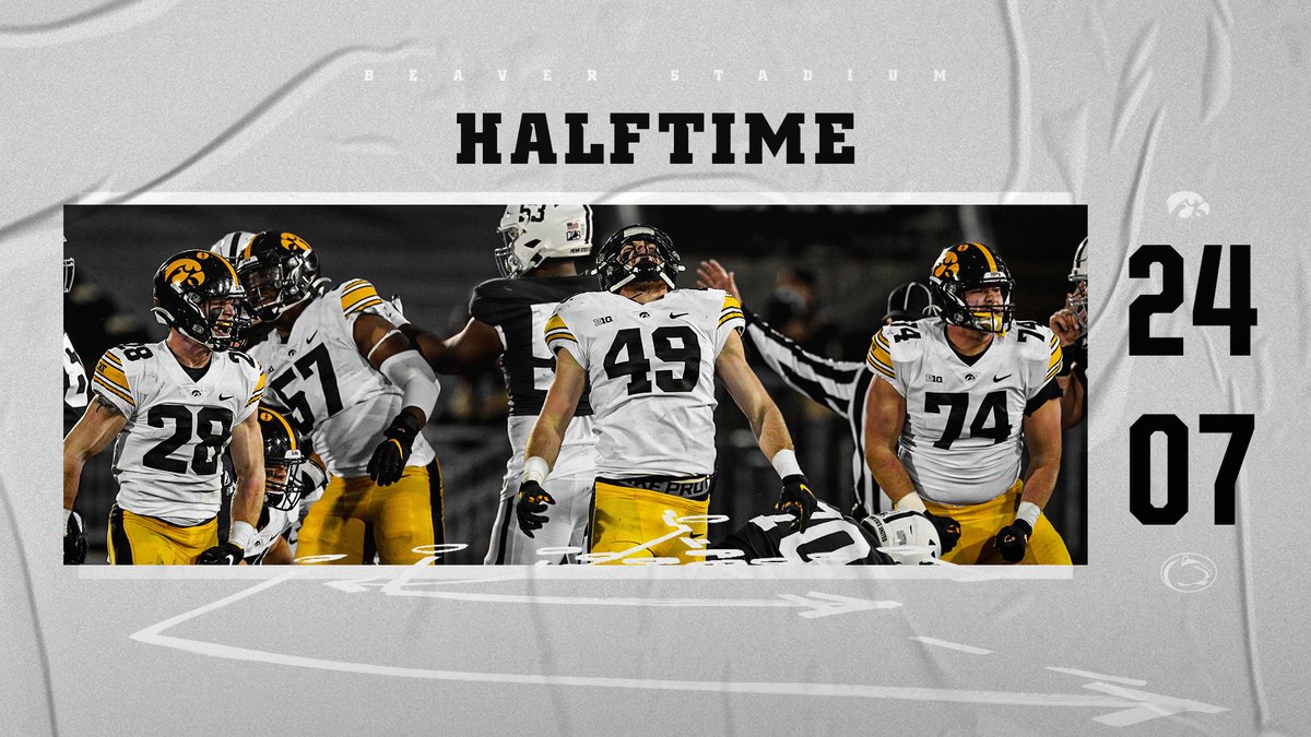 HawkeyeFootball's tweet image. Halftime in Happy Valley!