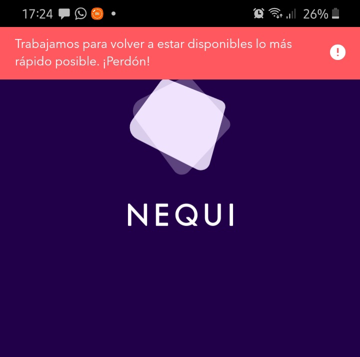 clpenam's tweet photo. @Nequi Su plataforma está caída todo el día. Que decepción https://t.co/vDMe4zyFIj