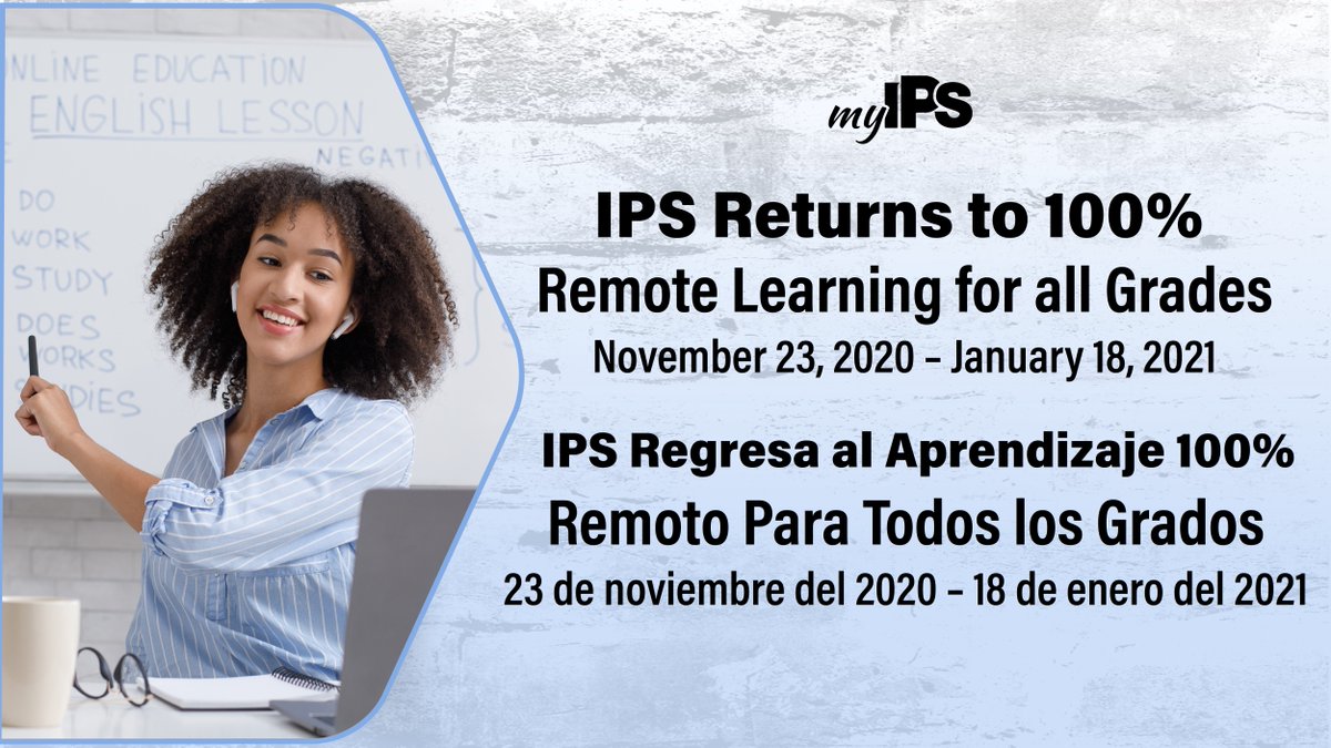 REMINDER: IPS returns to 100% remote learning Monday. Follow the link below for resources, details on @IPS_FoodService meal distribution, and much more.

👉 myips.org/blog/district/…