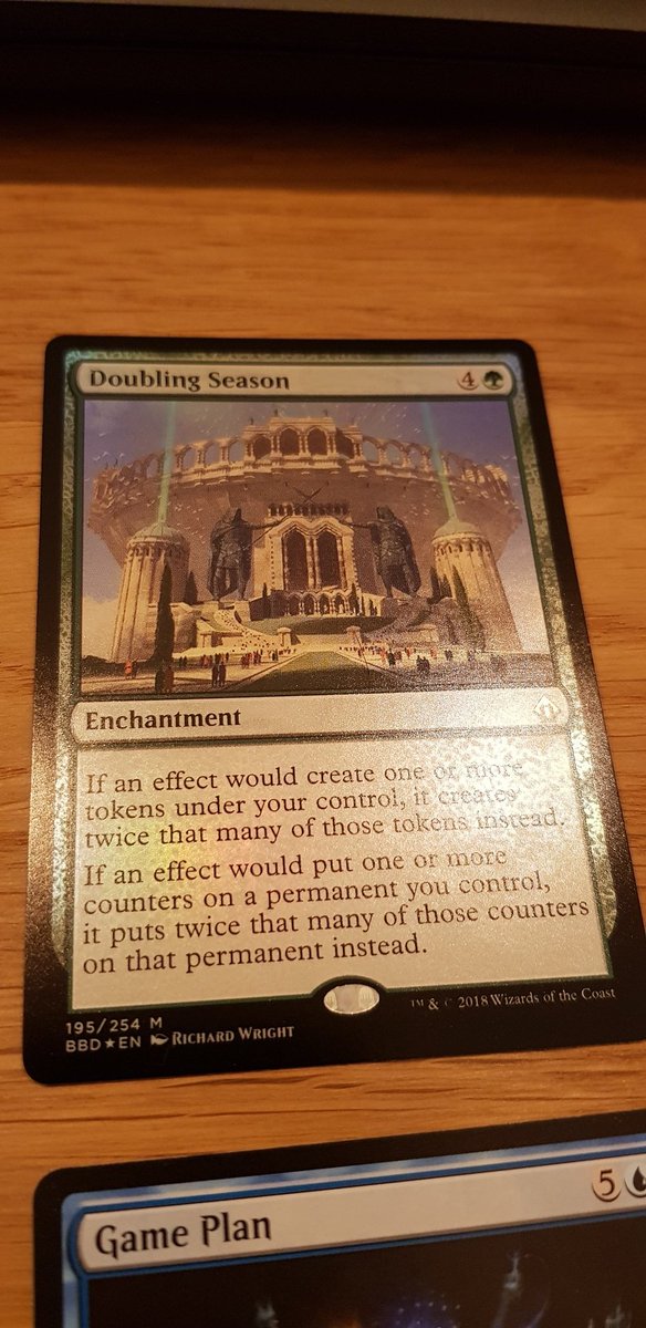magnusmagicus's tweet photo. Got gifted 3 boosters #MTGBBD Battlebond, and pulled some nice cards!
Yes, that is a foil Doubling Season 😎 https://t.co/I4r8gsXcNo