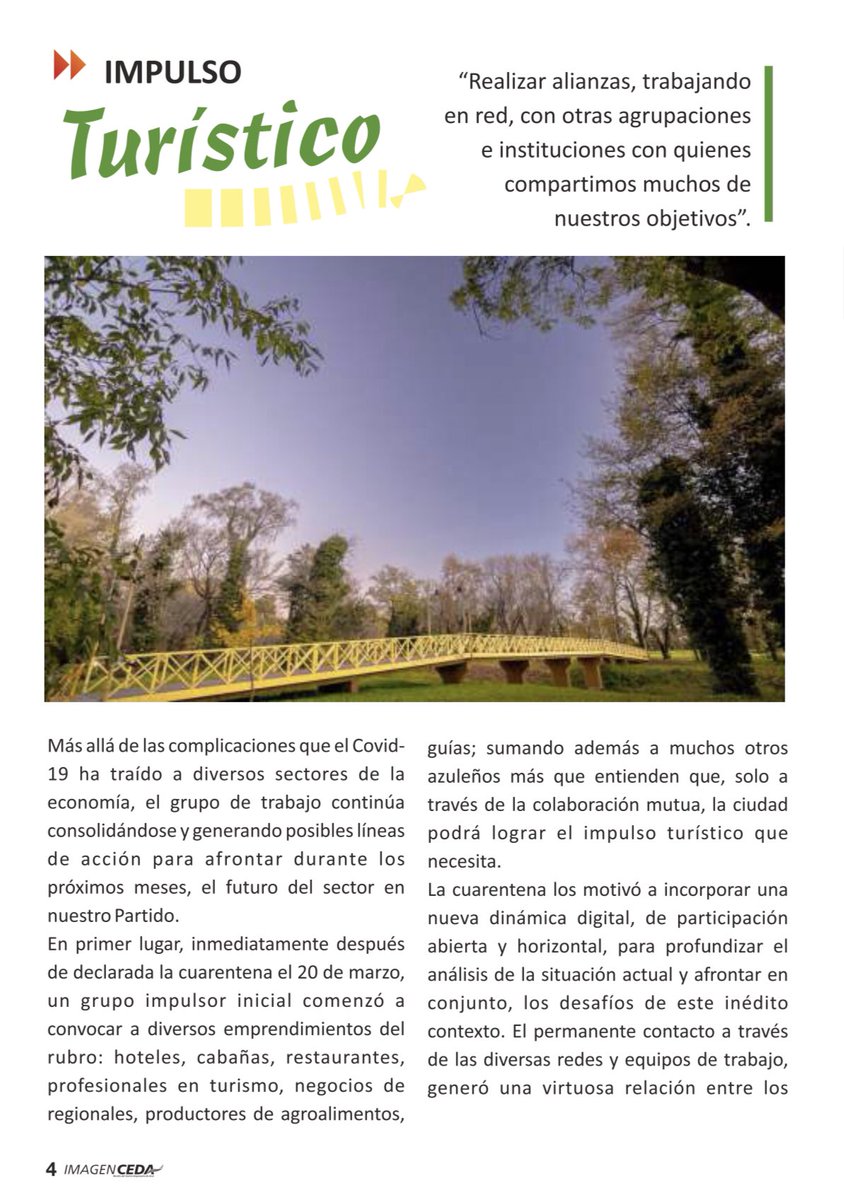 TurismoCeda's tweet photo. 👏Felicitamos al equipo del Centro Empresario de Azul por la versión digital de su revista #ImagenCEDA, agradeciendo la difusión del trabajo colectivo que llevamos adelante desde esta Subcomisión, los voluntarios comprometidos con el desarrollo de #Azul como #DestinoTurístico 💪 https://t.co/UBMNXn4IPI